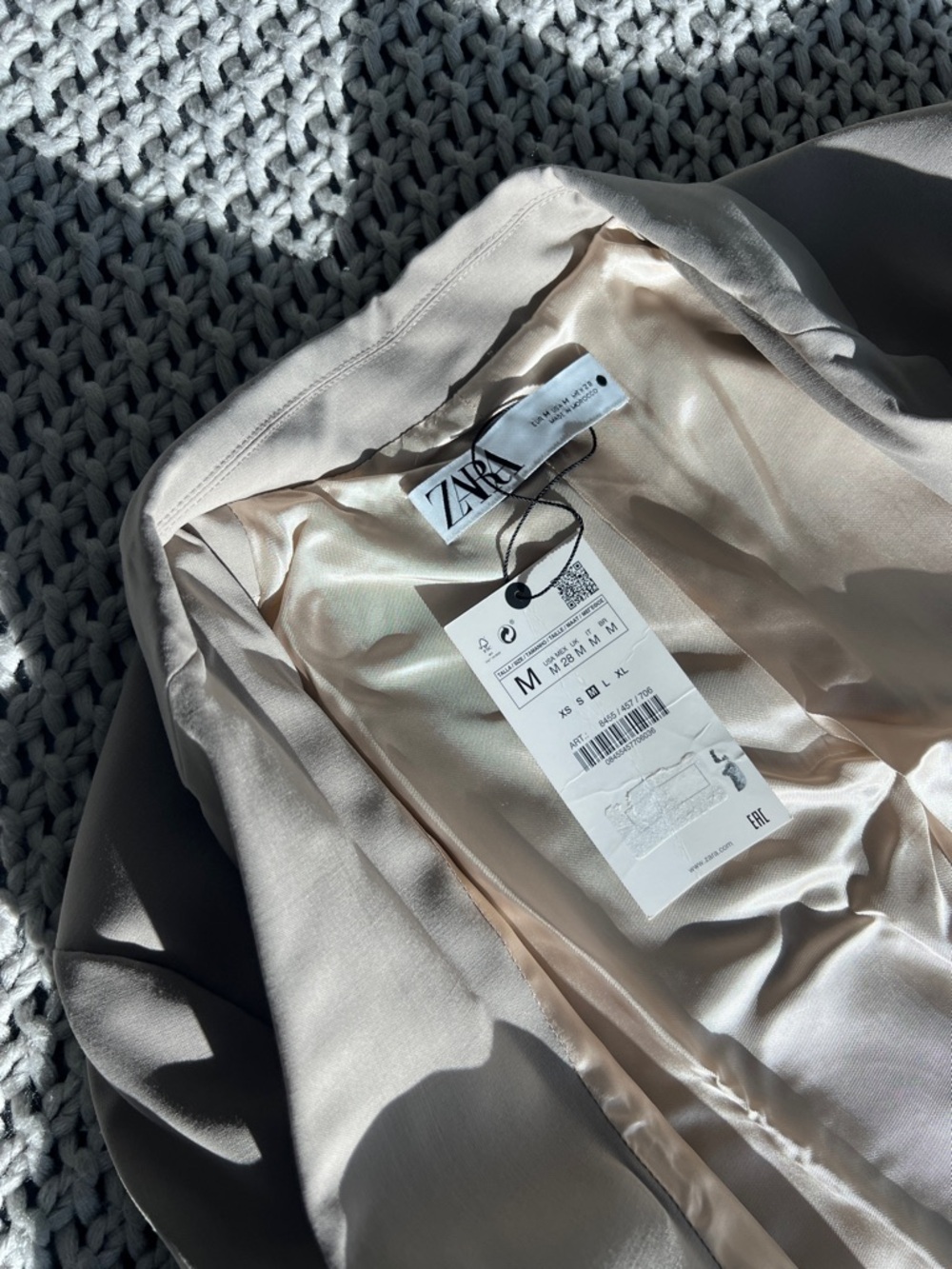 Zara Cream Satin-Lined Blazer
